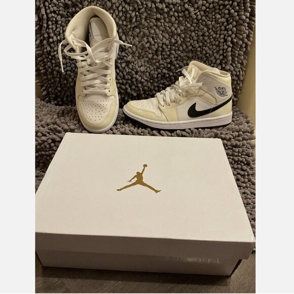 Nike Shoes - Women’s Air Jordan 1 MID Coconut Milk /Black Sz 9 euc 2021